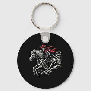 Mens Skeleton Cowboy Riding Horse Halloween Rider Key Ring