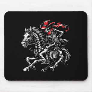 Mens Skeleton Cowboy Riding Horse Halloween Rider Mouse Pad