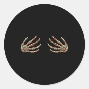 Mens Skeleton Hands Women - Spooky Halloween Rock  Classic Round Sticker