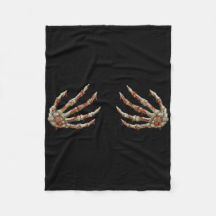 Mens Skeleton Hands Women - Spooky Halloween Rock Fleece Blanket