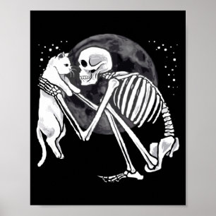 Mens Skeleton Hugging Womens Mens Cat Mum Dad Poster