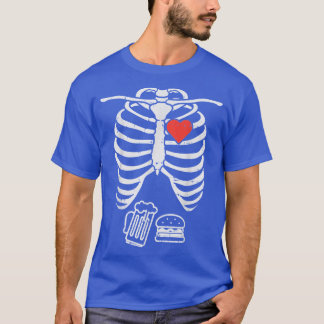 Mens Skeleton XRay Beer Burger Funny Halloween Pre T-Shirt