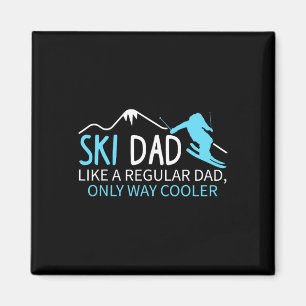Mens Ski Dad Funny Skier Winter Sports Snow Skiing Magnet