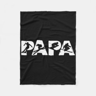 Mens Skier Dad T Shirt Fleece Blanket
