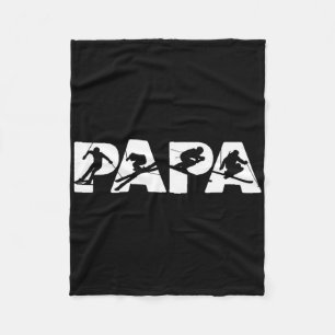 Mens Skier Dad T Shirt, Funny Papa Skiing Father G Fleece Blanket