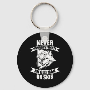 Mens Skiing Funny Skier Never Underestimate An Old Key Ring
