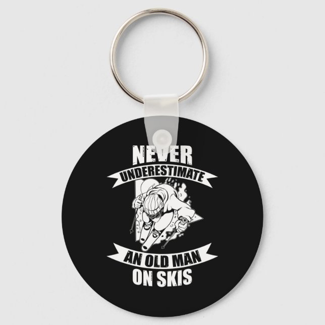 Mens Skiing Funny Skier Never Underestimate An Old Key Ring (Front)