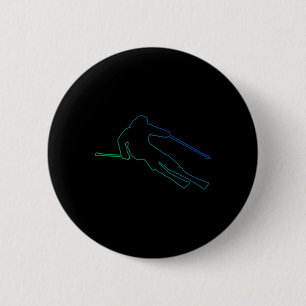 Men's Skiing Ski Skier Winter Sports  6 Cm Round Badge