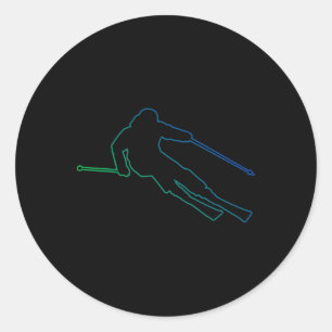 Men's Skiing Ski Skier Winter Sports Classic Round Sticker