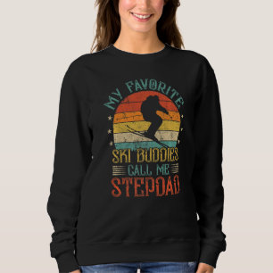 Mens Skiing Sports Vintage Skiing Ski Stepdad Fat Sweatshirt