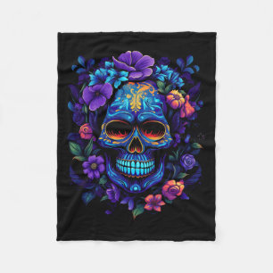 Mens Skull Day Of The Government Agencyd Floral Fleece Blanket