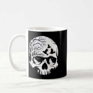 Mens Skull With Birds Gothic Halloween Skull Art Coffee Mug