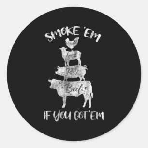 Mens Smokeem Funny Tee Fathers Day Dad Bbq Lover M Classic Round Sticker