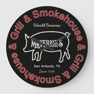 Men's Smokehouse & Grill BBQ Wall  Large Clock