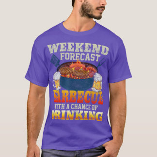 Mens Smoker Weekend Forecast BBQ With A Chance Of  T-Shirt