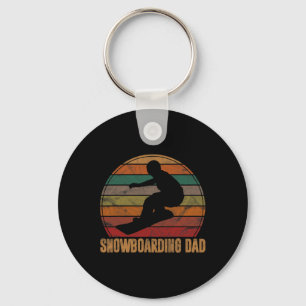 Mens Snowboarding Dad Snowboard Sunset Snowboarder Key Ring
