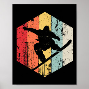 Mens Snowboarding Retro Style Snowboarder Poster