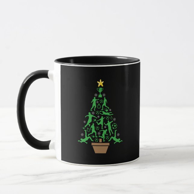 Men's Soccer Christmas Tree Mug (Left)