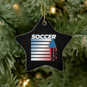 Men's Soccer Patriotic USA Flag  Ceramic Ornament