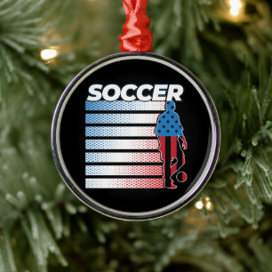 Men's Soccer Patriotic USA Flag Metal Ornament
