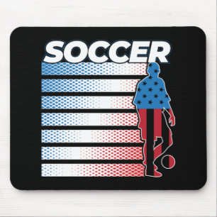 Mens Soccer Red White Blue Mouse Pad