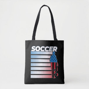 Mens Soccer Red White Blue Tote Bag