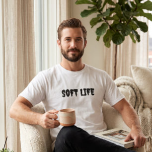 Men's Soft Life White Graphic T-Shirt Modern