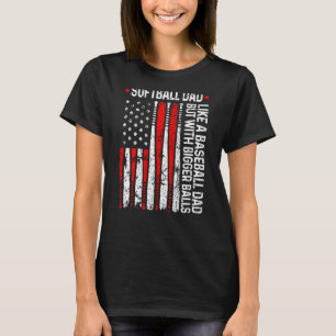 Mens Softball Dad Like A Baseball Dad US Flag Fath T-Shirt