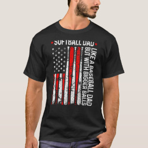 Mens Softball Dad Like A Baseball Dad US Flag Fath T-Shirt