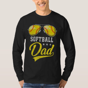 Mens Softball Dad Proud Daddy Of Softball Player F T-Shirt