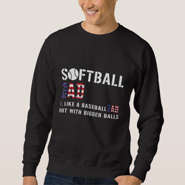 Mens Softball Dad Us Flag 4th Of July Tee (Front)