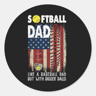 Mens Softll Dad Like Sell But With Bigger Usa Flag Classic Round Sticker