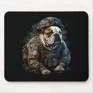 Mens Soldier Bulldog Army Military Bulldog Mouse Pad