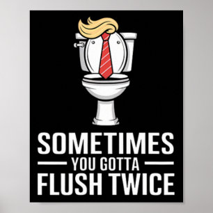 Mens Sometimes You Gotta Flush Twice Funny Design Poster