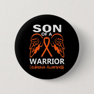 Mens Son of A Warrior Leukaemia Awareness Angel Wi 6 Cm Round Badge