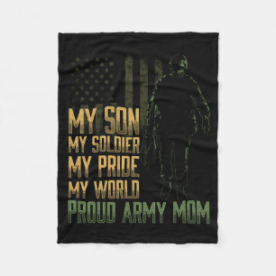 Mens Son Soldier Proud Army Mum Military Mother Fleece Blanket