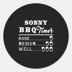 Mens Sonny Bbq Timer Beer Drinking Funny Grilling  Classic Round Sticker