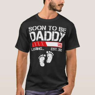 Mens Soon To Be Daddy Est 2021 New Dad Vintage Gif T-Shirt