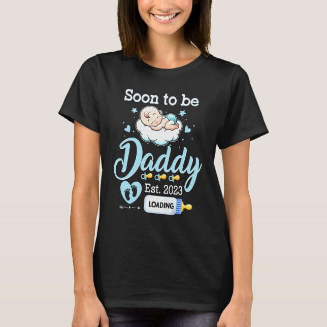 Mens Soon To Be Daddy Est 2023 Baby Pregnancy Anno T-Shirt (Front)