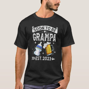 Mens Soon To Be Grampa 2023 Vintage Retro New Dad T-Shirt
