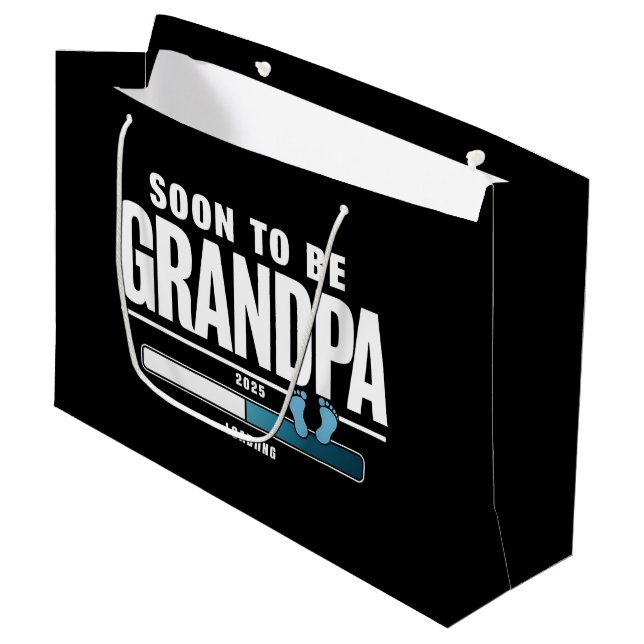Mens Soon To Be Grandpa EST. 2025 New Grandpa  Large Gift Bag (Front Angled)