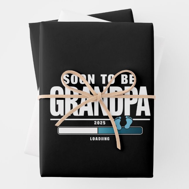 Mens Soon To Be Grandpa EST. 2025 New Grandpa  Wrapping Paper Sheet (In situ)
