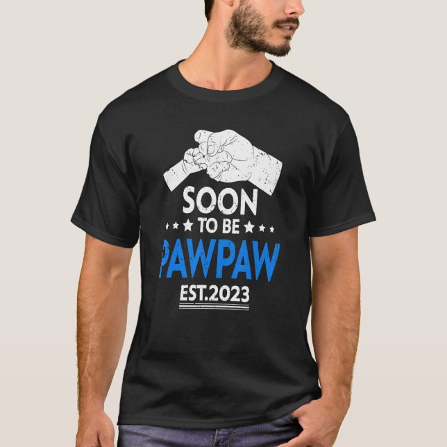 Mens Soon To Be Pawpaw 2023 Father's Day First Tim T-Shirt (Front)
