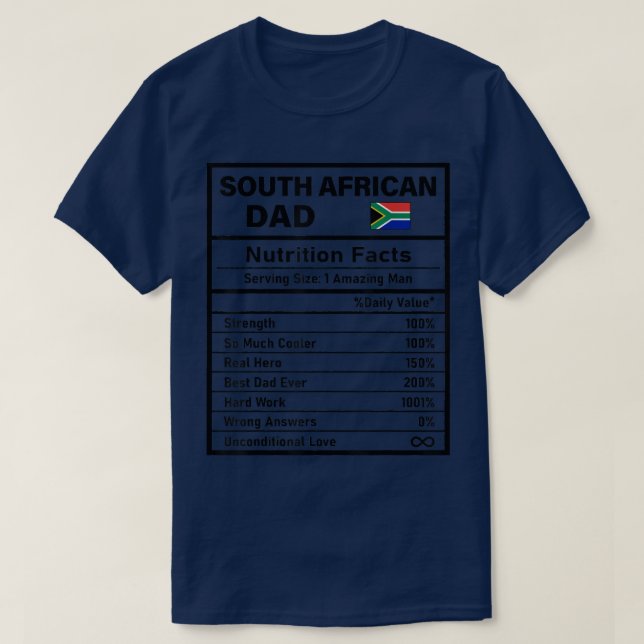 Mens South African Dad Nutrition Facts Fathers Day T-Shirt (Design Front)