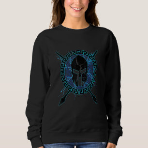 Mens Sparta Soldier Distressed Greek Helmet Blue Sweatshirt
