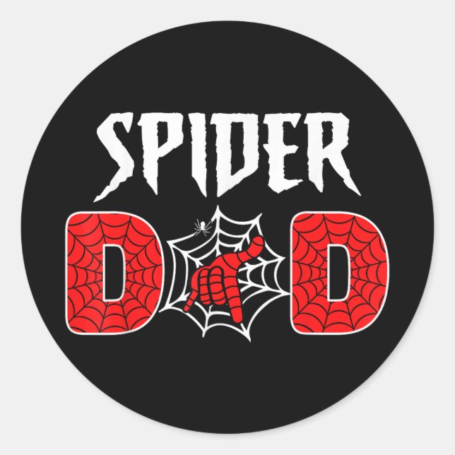 Mens Spider Web Dad Fathers Day Cool Dad  Classic Round Sticker (Front)