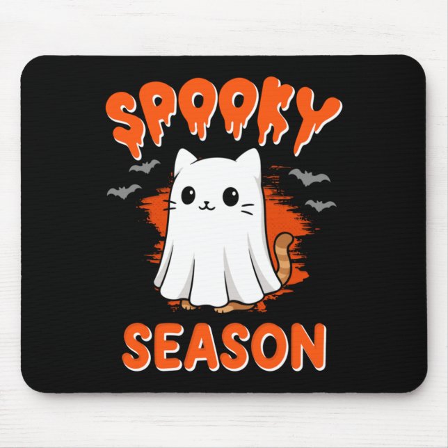 Mens Spooky Kitty Ghost Costume For Halloween Mouse Pad (Front)