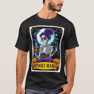 Mens Spooky Mama Tarot Card Halloween Mum Skull T-Shirt