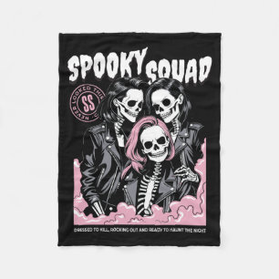 Mens Spooky Squad Skeleton Matching Halloween Fleece Blanket