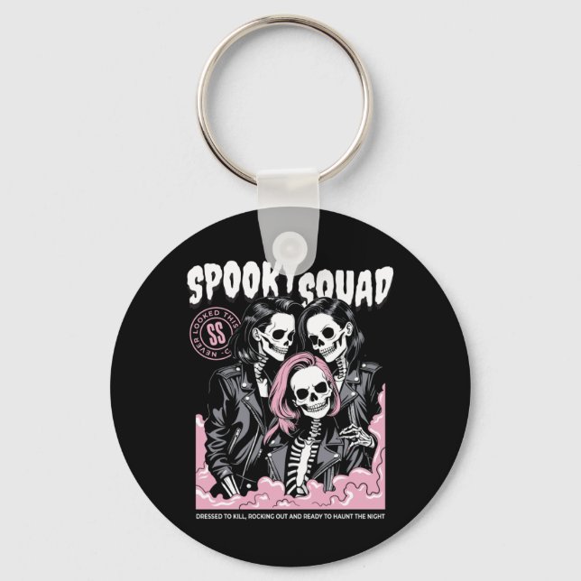 Mens Spooky Squad Skeleton Matching Halloween Key Ring (Front)